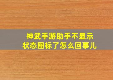 神武手游助手不显示状态图标了怎么回事儿