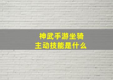 神武手游坐骑主动技能是什么