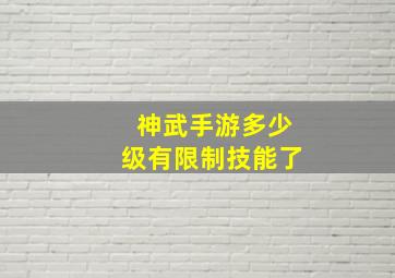 神武手游多少级有限制技能了