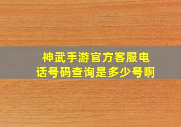 神武手游官方客服电话号码查询是多少号啊