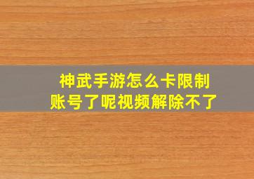 神武手游怎么卡限制账号了呢视频解除不了