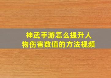 神武手游怎么提升人物伤害数值的方法视频