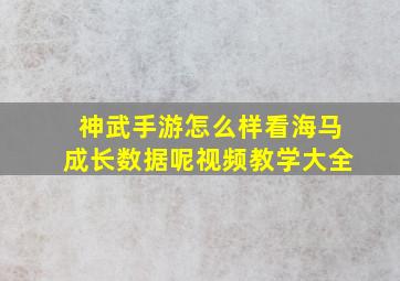 神武手游怎么样看海马成长数据呢视频教学大全