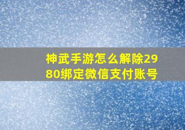 神武手游怎么解除2980绑定微信支付账号