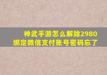 神武手游怎么解除2980绑定微信支付账号密码忘了