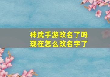 神武手游改名了吗现在怎么改名字了