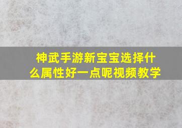 神武手游新宝宝选择什么属性好一点呢视频教学