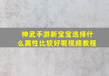 神武手游新宝宝选择什么属性比较好呢视频教程