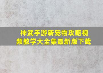 神武手游新宠物攻略视频教学大全集最新版下载