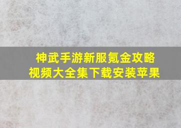 神武手游新服氪金攻略视频大全集下载安装苹果