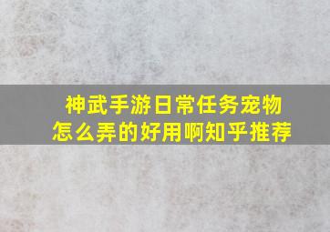 神武手游日常任务宠物怎么弄的好用啊知乎推荐