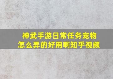 神武手游日常任务宠物怎么弄的好用啊知乎视频