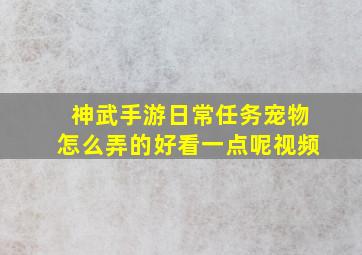 神武手游日常任务宠物怎么弄的好看一点呢视频