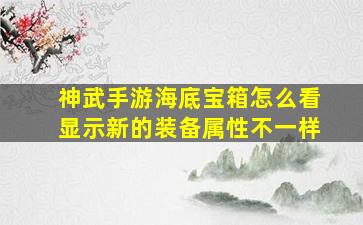 神武手游海底宝箱怎么看显示新的装备属性不一样