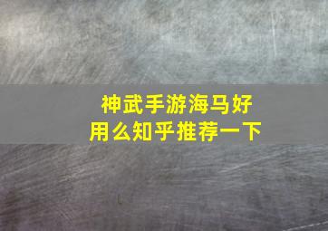 神武手游海马好用么知乎推荐一下