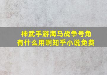 神武手游海马战争号角有什么用啊知乎小说免费