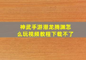 神武手游潜龙腾渊怎么玩视频教程下载不了