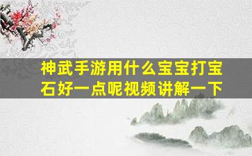 神武手游用什么宝宝打宝石好一点呢视频讲解一下