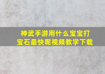 神武手游用什么宝宝打宝石最快呢视频教学下载