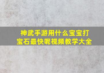 神武手游用什么宝宝打宝石最快呢视频教学大全