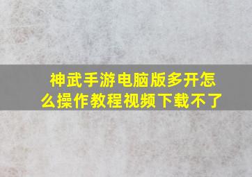 神武手游电脑版多开怎么操作教程视频下载不了