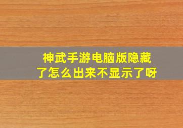 神武手游电脑版隐藏了怎么出来不显示了呀