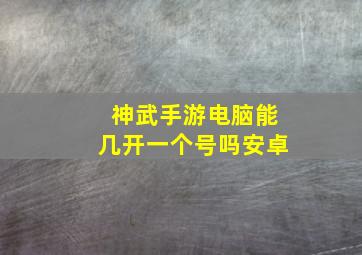 神武手游电脑能几开一个号吗安卓