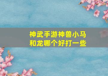 神武手游神兽小马和龙哪个好打一些