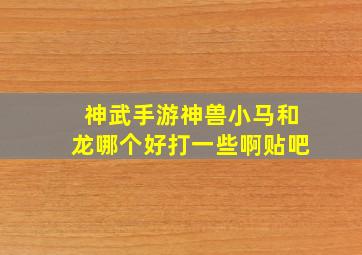 神武手游神兽小马和龙哪个好打一些啊贴吧