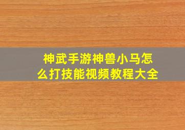 神武手游神兽小马怎么打技能视频教程大全