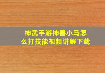 神武手游神兽小马怎么打技能视频讲解下载