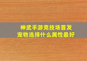 神武手游竞技场首发宠物选择什么属性最好