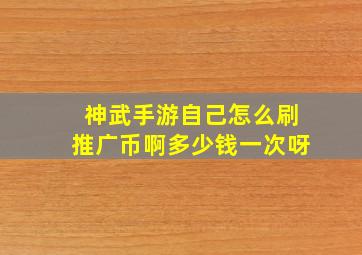 神武手游自己怎么刷推广币啊多少钱一次呀