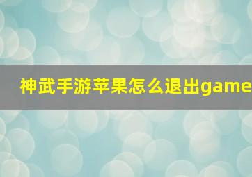 神武手游苹果怎么退出game