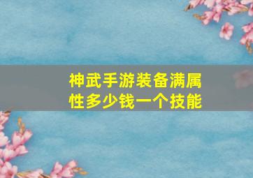 神武手游装备满属性多少钱一个技能