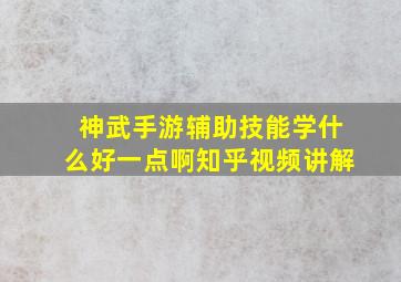 神武手游辅助技能学什么好一点啊知乎视频讲解