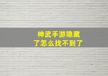 神武手游隐藏了怎么找不到了