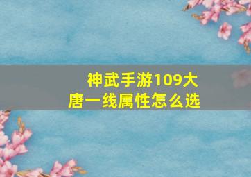 神武手游109大唐一线属性怎么选