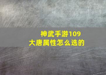 神武手游109大唐属性怎么选的