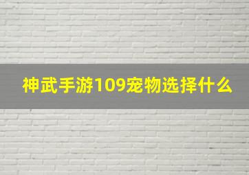 神武手游109宠物选择什么