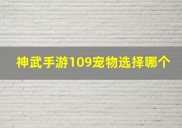 神武手游109宠物选择哪个