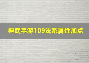 神武手游109法系属性加点