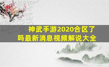 神武手游2020合区了吗最新消息视频解说大全