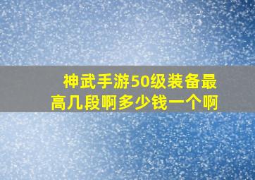 神武手游50级装备最高几段啊多少钱一个啊