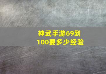 神武手游69到100要多少经验