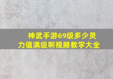 神武手游69级多少灵力值满级啊视频教学大全