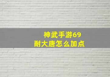 神武手游69耐大唐怎么加点