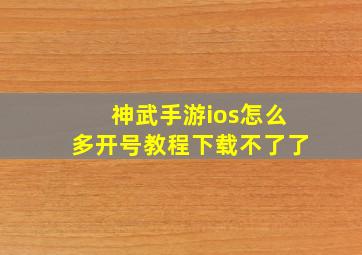 神武手游ios怎么多开号教程下载不了了