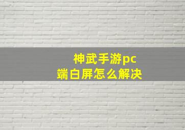 神武手游pc端白屏怎么解决