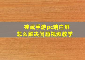 神武手游pc端白屏怎么解决问题视频教学